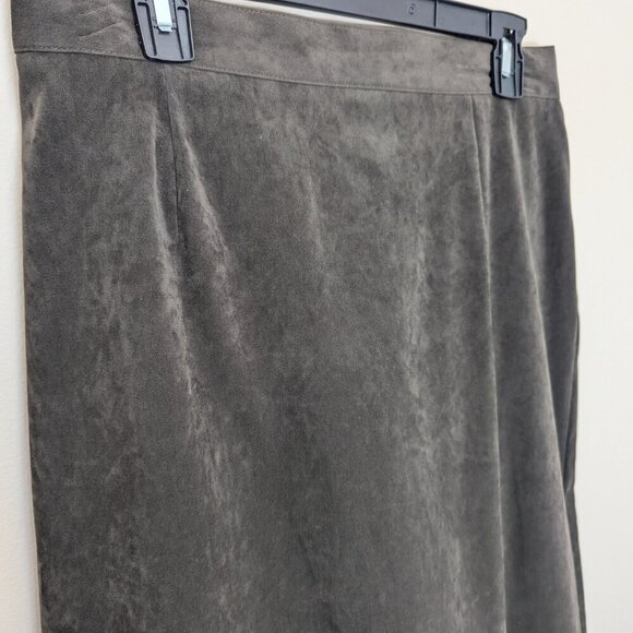 Sag Harbor sueded microfiber olive forest green maxi pencil skirt EUC 14 - Picture 2 of 9